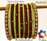 Maroon Green Silk Thread Beaded Bangles