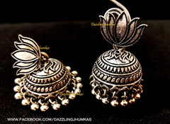 Lotus Oxidised jhumki