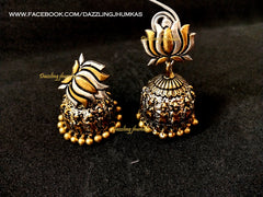 Gold Silver oxidised jhumkas