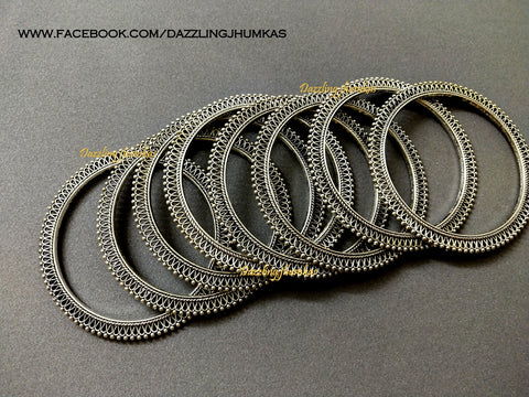 German Silver Oxidised Bangles.Sold as a set of 2 Bangles!