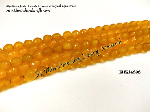 Natural Faceted Round Yellow Agates - 8mm - Gemstone Beads - KHZ14203