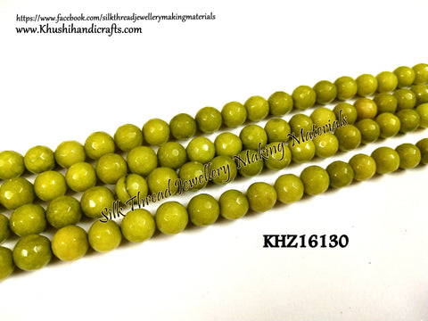 Natural Faceted Round Green Agates - 8mm - Gemstone Beads - KHZ16130
