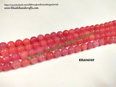Natural Faceted Round Pink Agates - 10 mm - Gemstone Beads - KHA04049