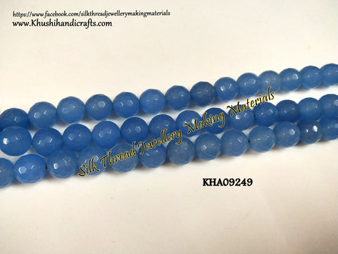 Natural Faceted Round Shaded Blue Agates - 10 mm - Gemstone Beads - KHA09249