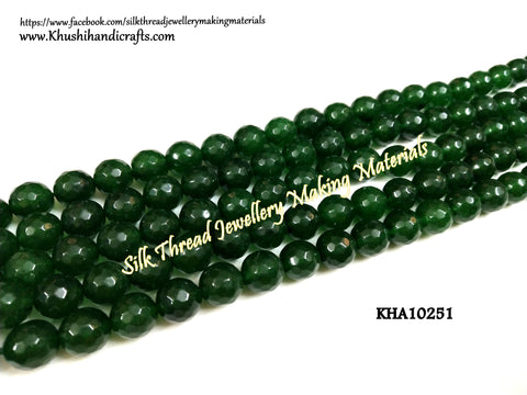 Natural Faceted Round Green Agates - 10 mm - Gemstone Beads - KHA10251
