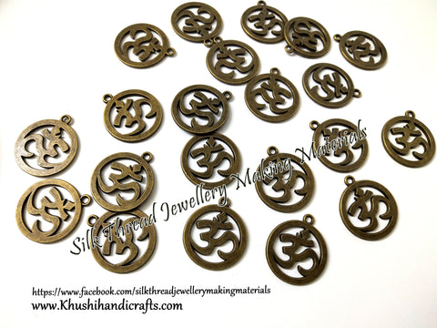 Om Symbol Charms in Antique Bronze for Necklace pendants, Bracelet Jewellery Making .Sold per piece!