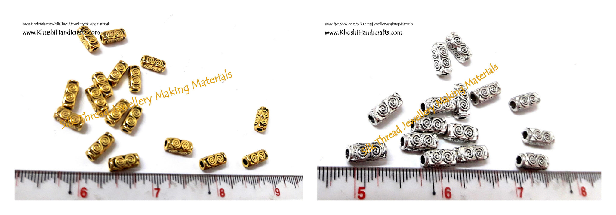 Designer Rectangular Antique Gold and Silver spacer beads.Sold per piece!