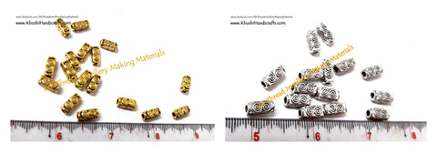 Designer Rectangular Antique Gold and Silver spacer beads.Sold as a pack of 10 pieces! -SP32