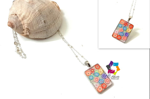 Resin Pendant necklace 3-Flower collection