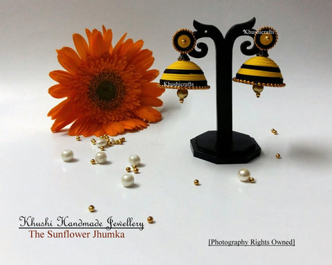 Sunflower Quilled Paper Jhumkas