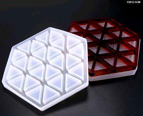 Hexagon Silicone Mold Triangular pattern / Coaster Mould For Resin and Cement Crafts