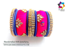 Blue Pink Silk thread bangles
