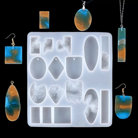 Irregular wave Canyon Mountain Terrain Patterned Earring Pendant Silicone Mold-P2 For Resin Crafts and Jewellery Making