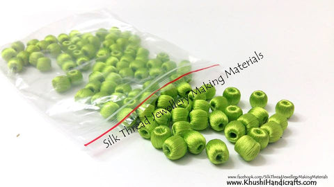 Bulk - 100 Wrapped Wooden 10mm Beads in Lime Green