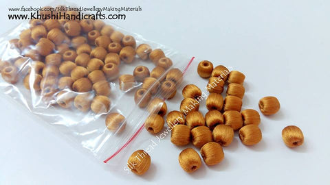 Bulk - 100 Wrapped Wooden 10mm Beads in Gold shade