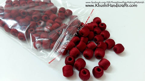 Bulk - 100 Wrapped Wooden 10mm Beads in Maroon