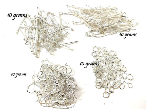 Antique Silver Jewelry making kit,Eye pins,Jump rings and Hooks!