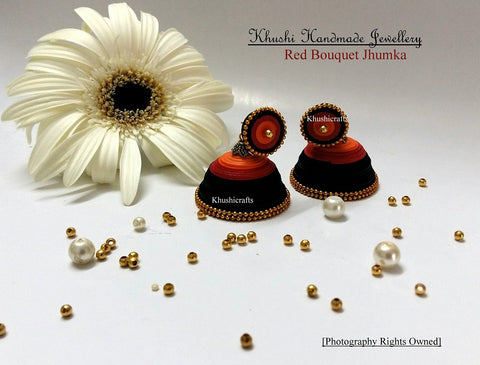 Red Bouquet Jhumkas