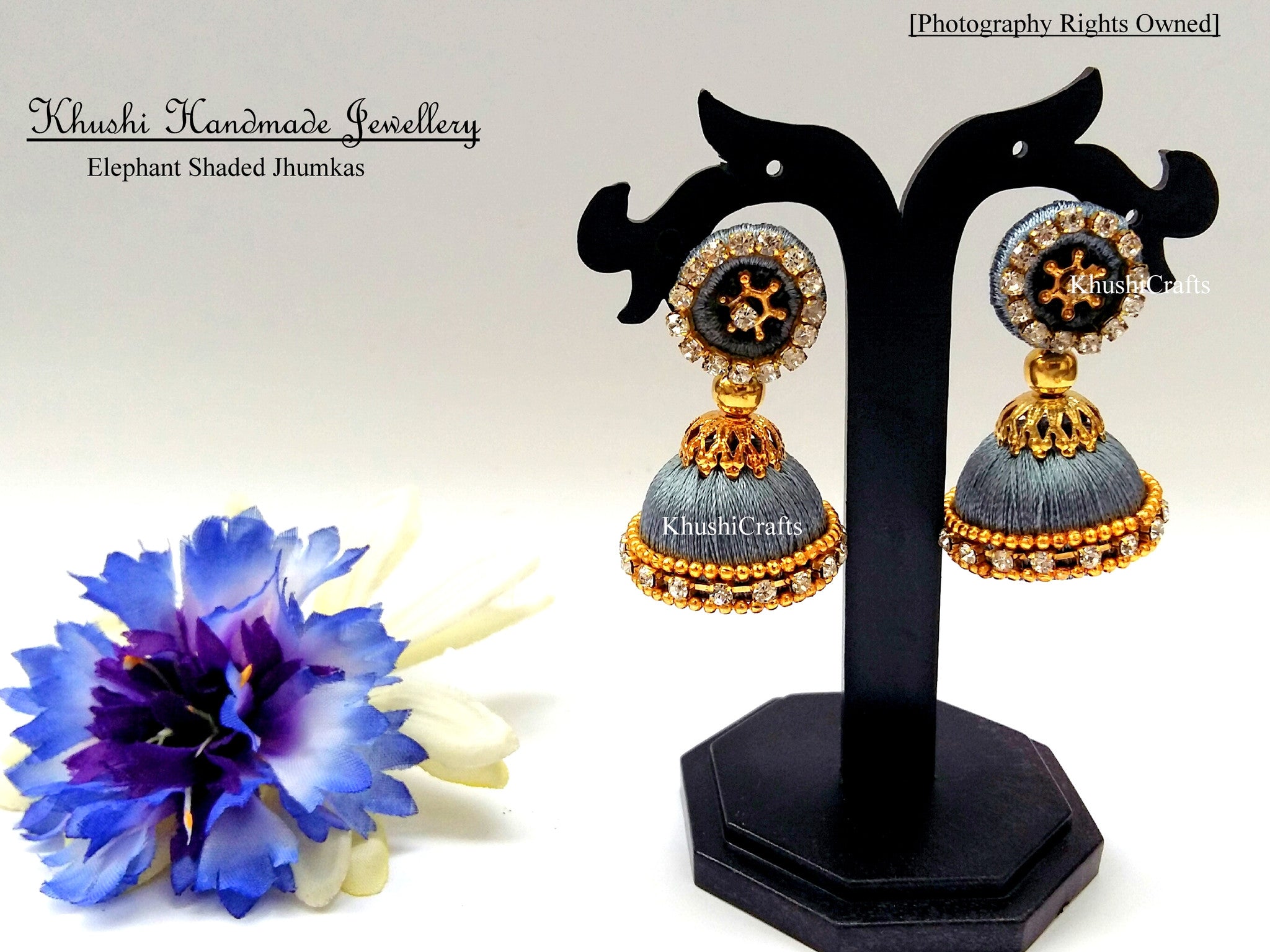 Elephant shaded Jhumkas - Khushi Handmade Jewellery