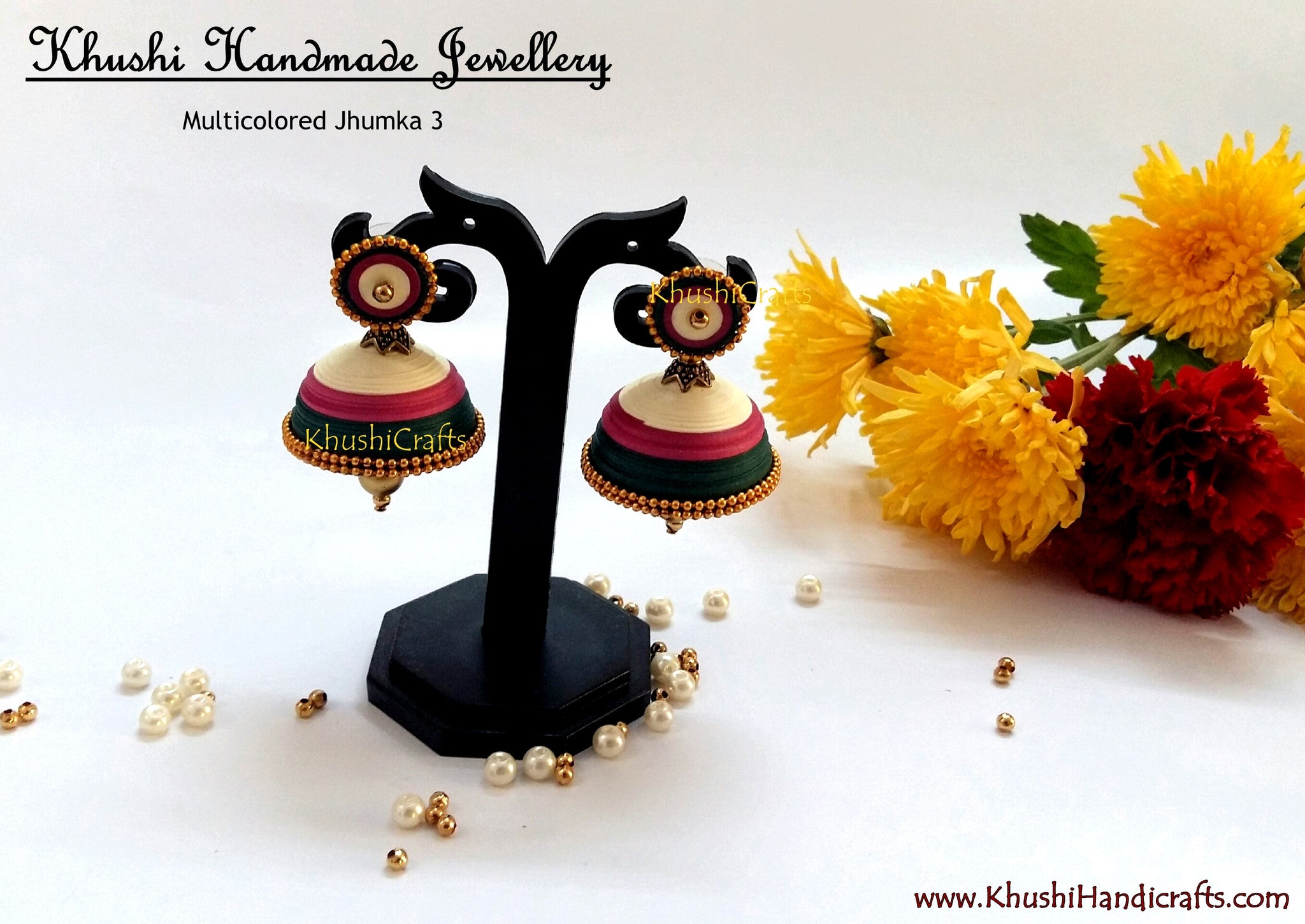 Multicolored Jhumka 3 - Khushi Handmade Jewellery