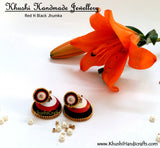 Red N Black Jhumka - Khushi Handmade Jewellery