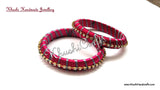 Simple Handmade Silk Bangles in Pink and Grey - Khushi Handmade Jewellery