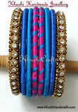 Handmade Trendy Silk Bangles in Pink and Blue - Khushi Handmade Jewellery