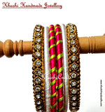 Stunning Silk Bangles in White and Pink - Khushi Handmade Jewellery