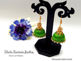 Green Leaf Jhumkas - Khushi Handmade Jewellery