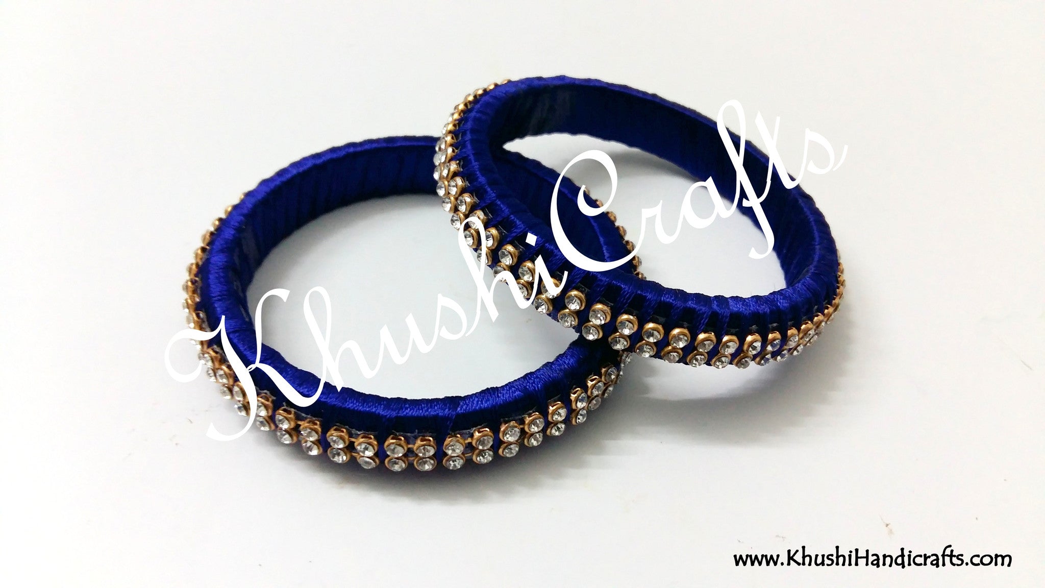 Royal blue Designer Silk Bangles - Khushi Handmade Jewellery