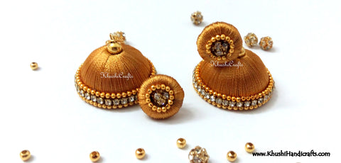 Gold shaded Designer Silk Jhumkas