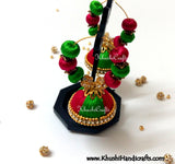 Magenta Green hooped Silk Jhumkas - Khushi Handmade Jewellery