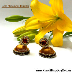 Gold Statement Jhumka - Khushi Handmade Jewellery