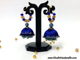 Royal Blue Silk Dangler Party Wear Jhumkas - Khushi Handmade Jewellery