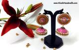 Pink Paper Quilling jhumka earrings