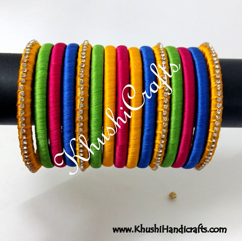 Multicolored Designer Silk Bangles
