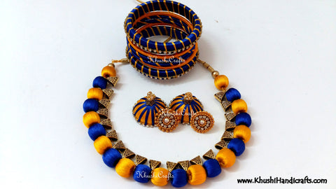 Silk Beads Necklace set with Bangles
