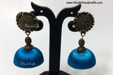 Silk Jhumkas with Metal Stud - Khushi Handmade Jewellery