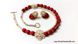 Red/Orange Silk Thread Necklace set in Moppu design!