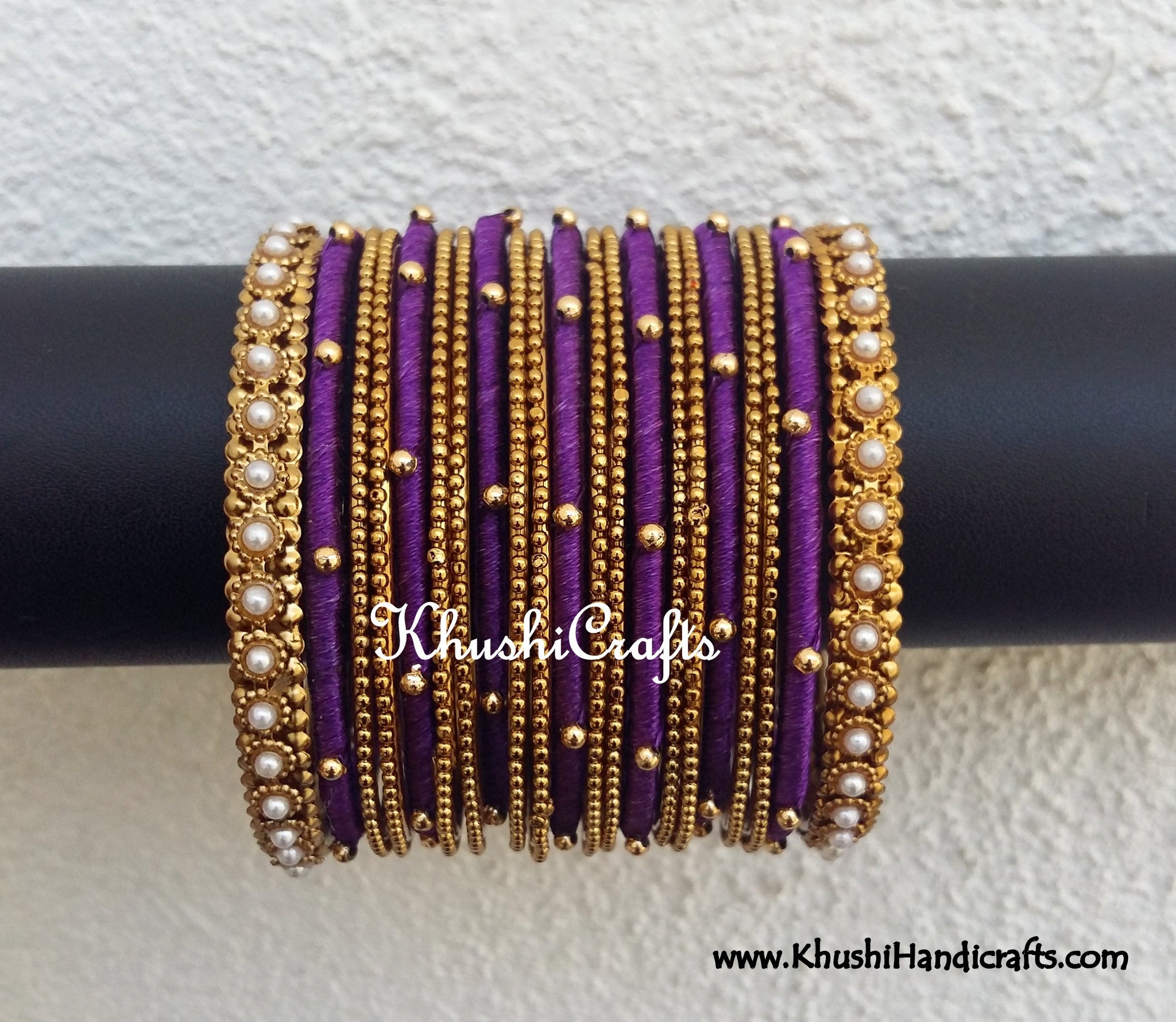 Purple Designer Silk Bangles - Main Image