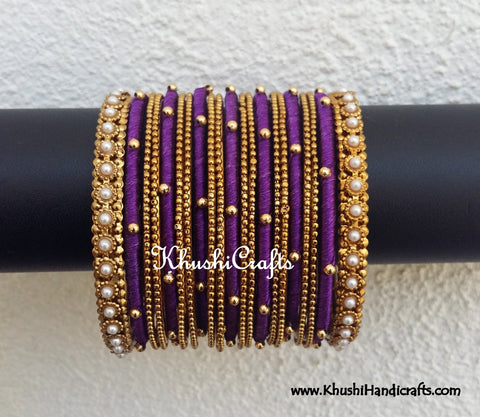 Purple Designer Silk Bangles