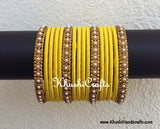 Yellow Designer Silk Bangles - Khushi Handmade Jewellery