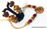 Golden and Maroon Silk Necklace set - Khushi Handmade Jewellery