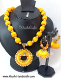 Yellow Silk Thread Bridal Necklace set - Khushi Handmade Jewellery