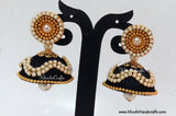Silk Jhumkas with Pearl work - Khushi Handmade Jewellery