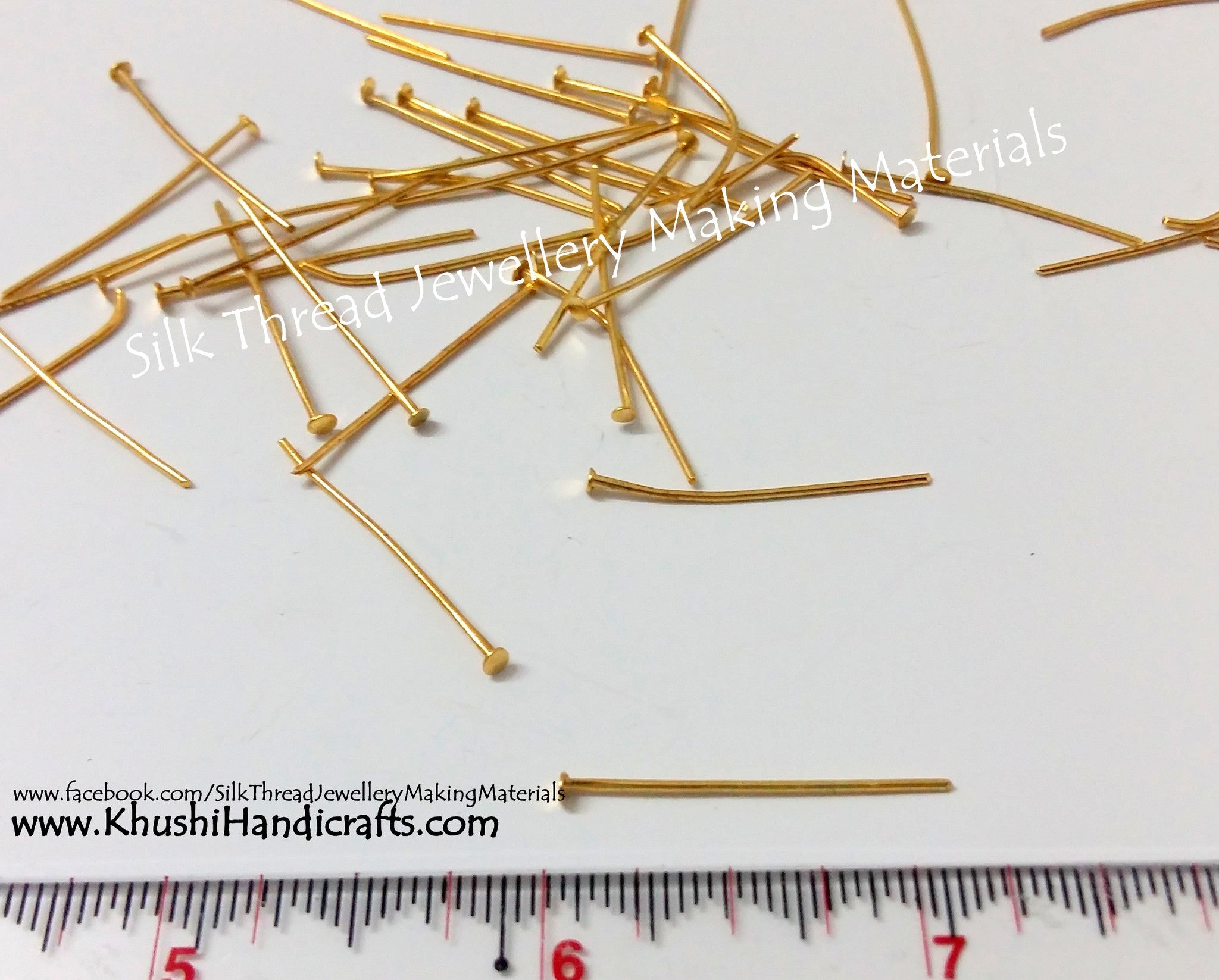 Flat Head pins in Gold and Silver-Bulk-100 grams - Khushi Handmade Jewellery