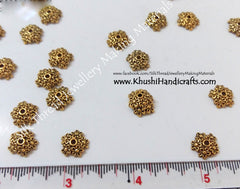 Antique Gold Multiple Flower Bead Cap 10mm - Khushi Handmade Jewellery
