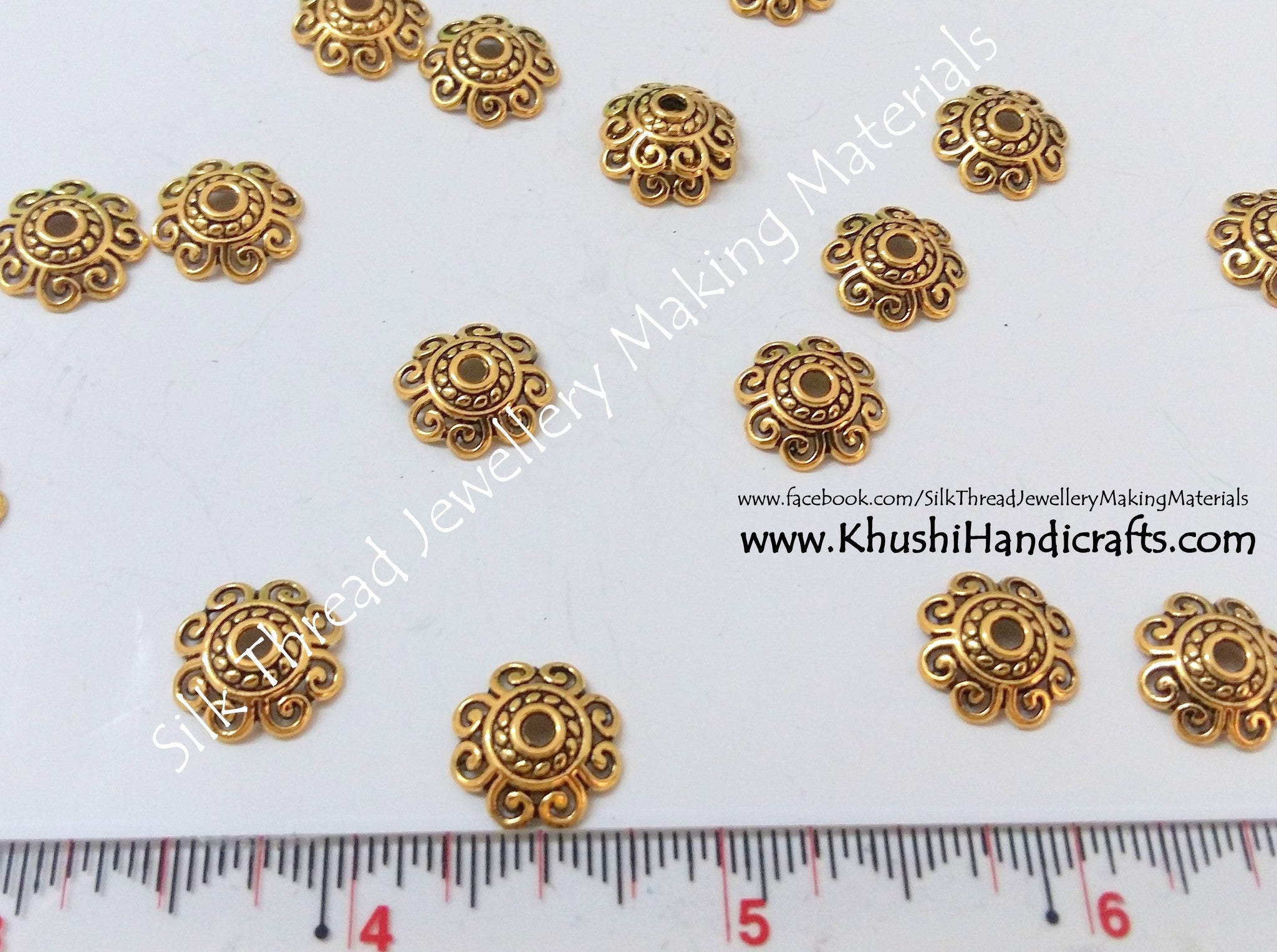 Antique Gold Bead Cap 12mm - Khushi Handmade Jewellery