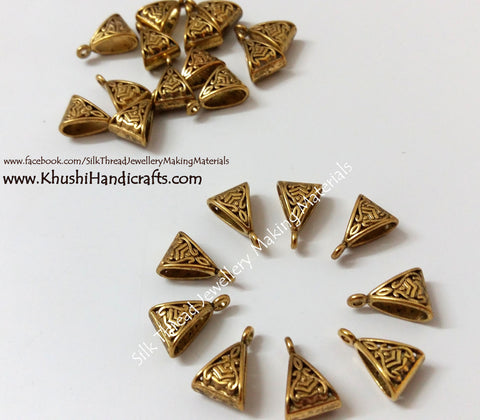 Bulk -High Quality Antique Gold Triangular Bails 100 pieces BL01