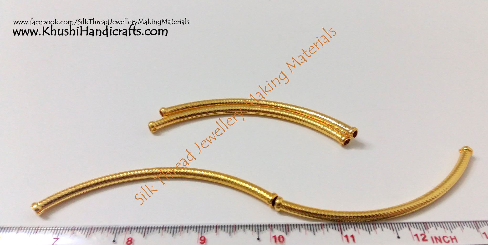 Gold Bent Pipes/Tubes - Khushi Handmade Jewellery